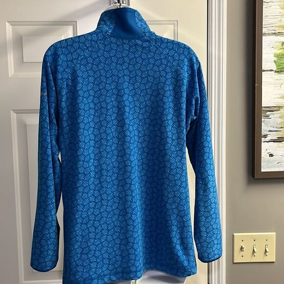 Columbia Women’s Blue Mock Neck Zip Up Long Sleeve Abstract Pattern Pullover- Lg - Picture 8 of 14
